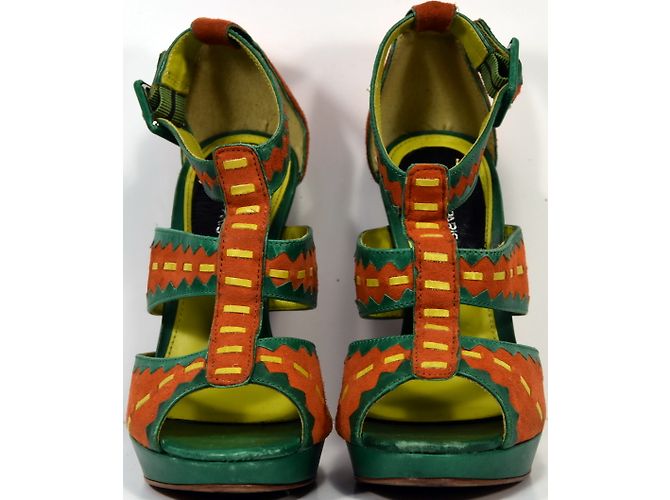 Autre Marque Sandali Cosmoparis Nubuck Verde e Arancione 36 - vista 4