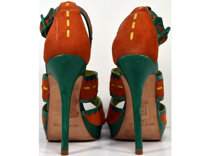 Autre Marque Sandali Cosmoparis Nubuck Verde e Arancione 36 - vista 5