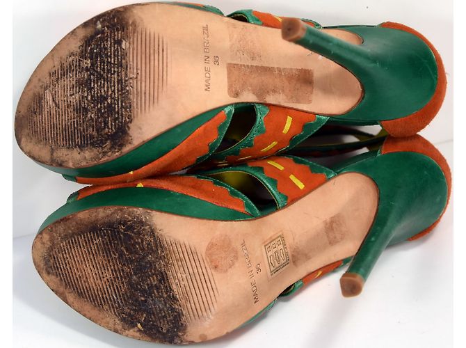 Autre Marque Sandali Cosmoparis Nubuck Verde e Arancione 36 - vista 6