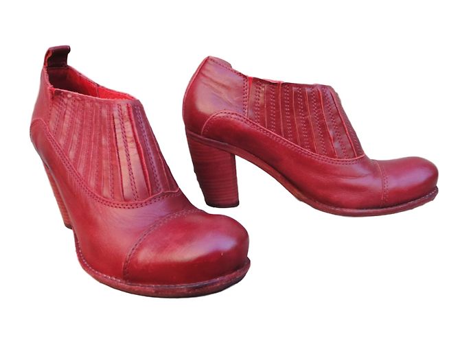 Botines de piel roja Cotélac - vista 2