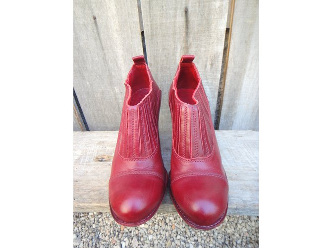 Botines de piel roja Cotélac - vista 3