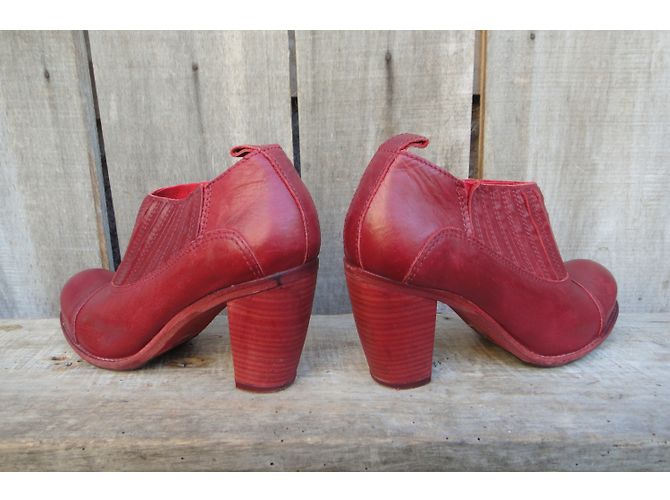 Botines de piel roja Cotélac - vista 5