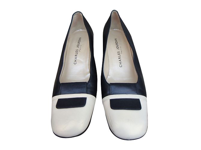 Charles Jourdan Leather Heels Black White - view 2