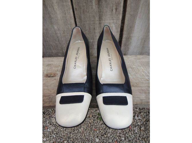 Charles Jourdan Leather Heels Black White - view 5