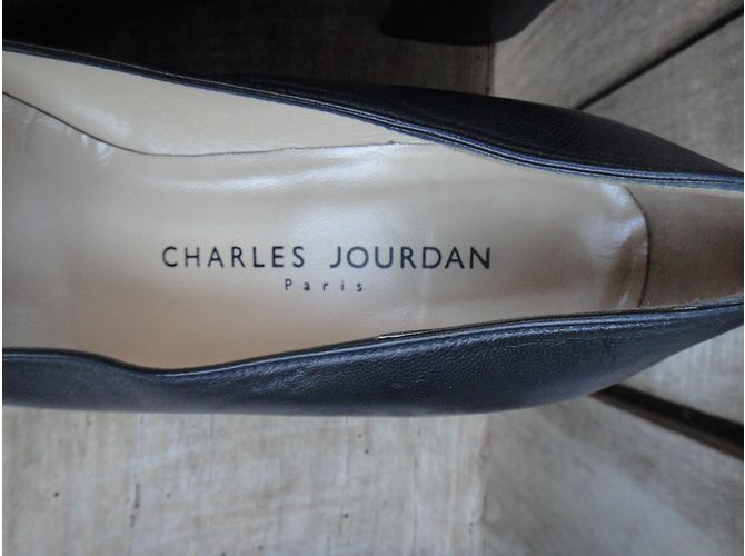 Charles Jourdan Leather Heels Black White - view 7