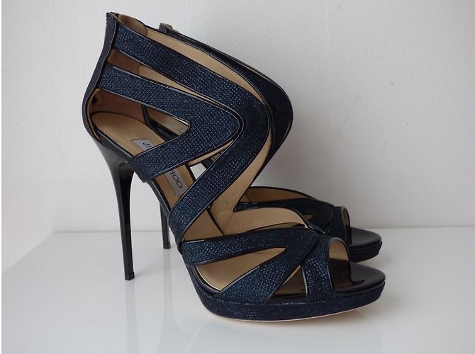 Sandali con plateau Jimmy Choo Collar Nero Blu - vista 3