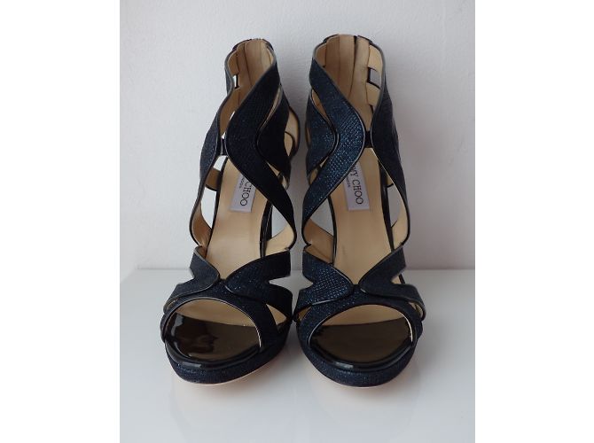 Sandali con plateau Jimmy Choo Collar Nero Blu - vista 5