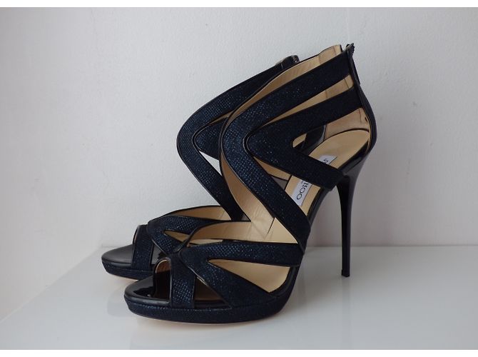 Sandali con plateau Jimmy Choo Collar Nero Blu - vista 6