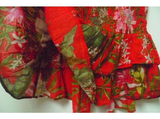 Falda Isabel Marant Etoile con Volantes y Flores Roja de Algodón Multicolor - vista 3