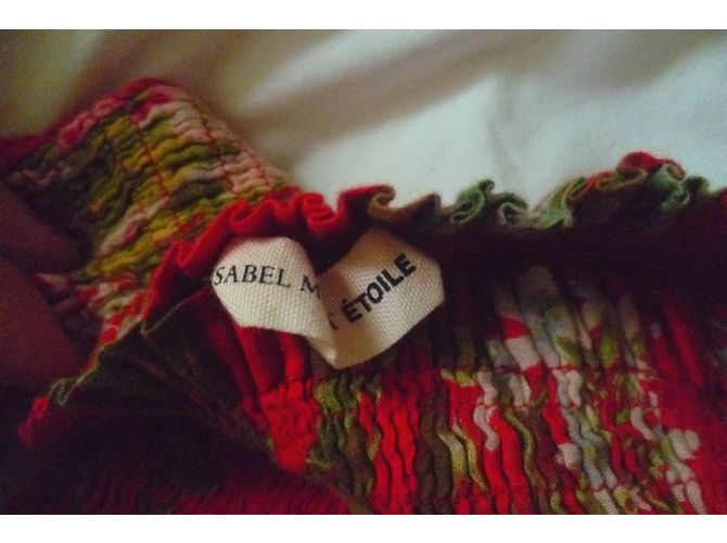 Falda Isabel Marant Etoile con Volantes y Flores Roja de Algodón Multicolor - vista 5