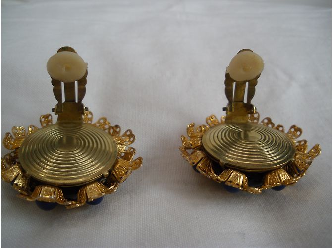 Autre Marque Vintage Earrings (not signed) Navy blue - view 5