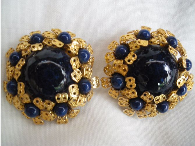 Autre Marque Vintage Earrings (not signed) Navy blue - view 7
