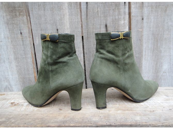Botines Bally de terciopelo verde - vista 4