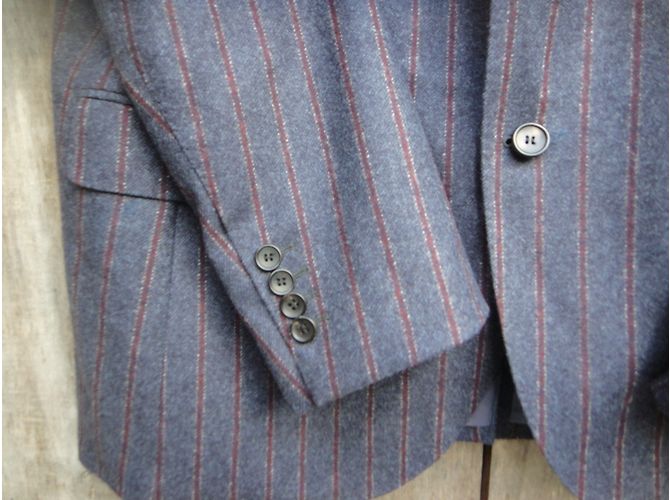 Carven Wool Blazer Jacket Dark Grey Red Stripes - view 4