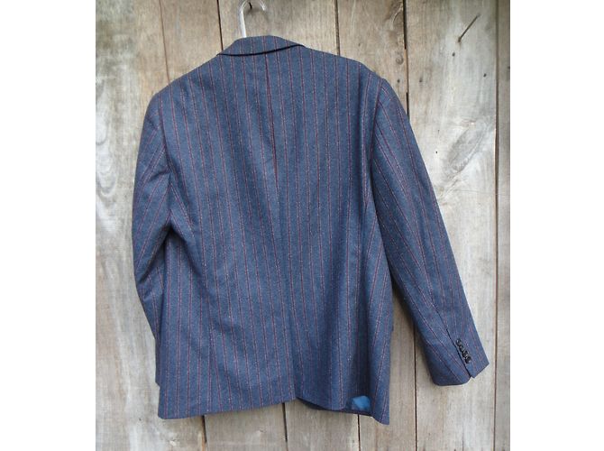 Carven Wool Blazer Jacket Dark Grey Red Stripes - view 5