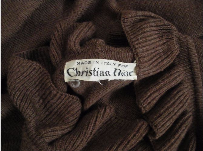 Capa Christian Dior de lana marrón Castaño - vista 3