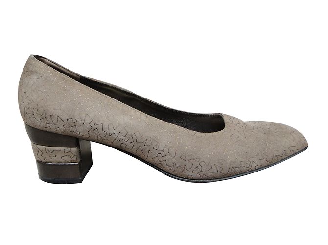 Décolleté Salvatore Ferragamo in velluto taupe - vista 2