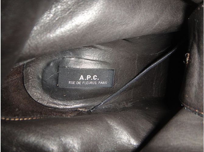 Stivaletti in pelle nera Apc Nero - vista 3