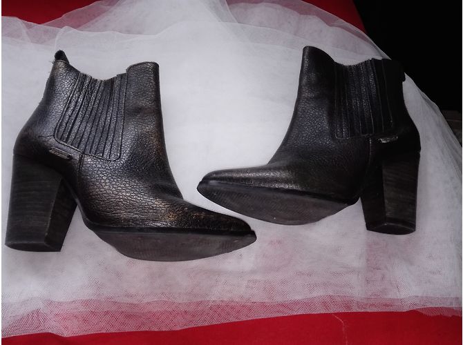 Stivaletti Pepe Jeans in pelle nera iridescente Nero - vista 4