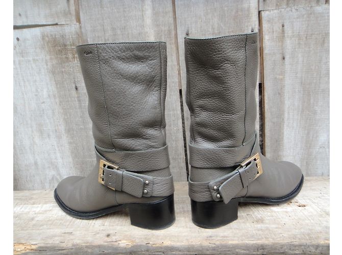 Botines Chloé de piel gris - vista 7
