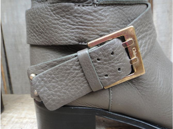 Botines Chloé de piel gris - vista 8