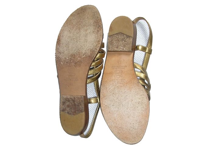 Autre Marque Sandali in pelle dorata 39 D'oro - vista 2