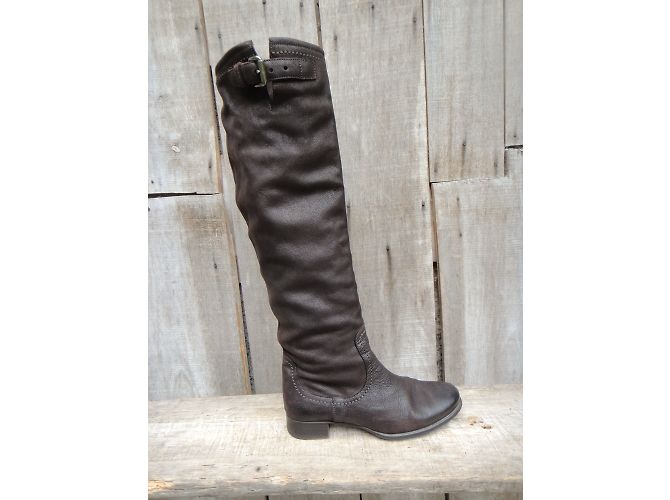 Botas Prada de cuero marrón oscuro - vista 3