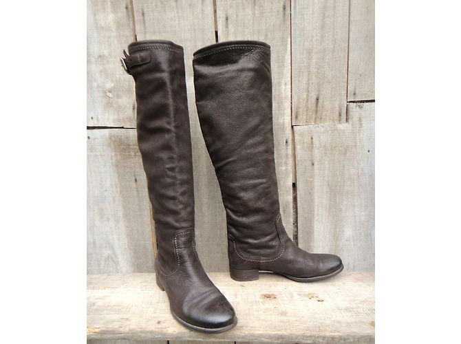 Botas Prada de cuero marrón oscuro - vista 4