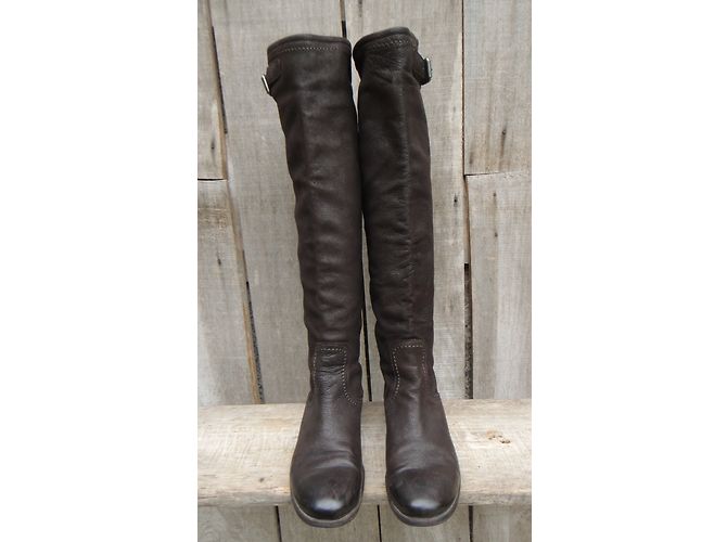 Botas Prada de cuero marrón oscuro - vista 5