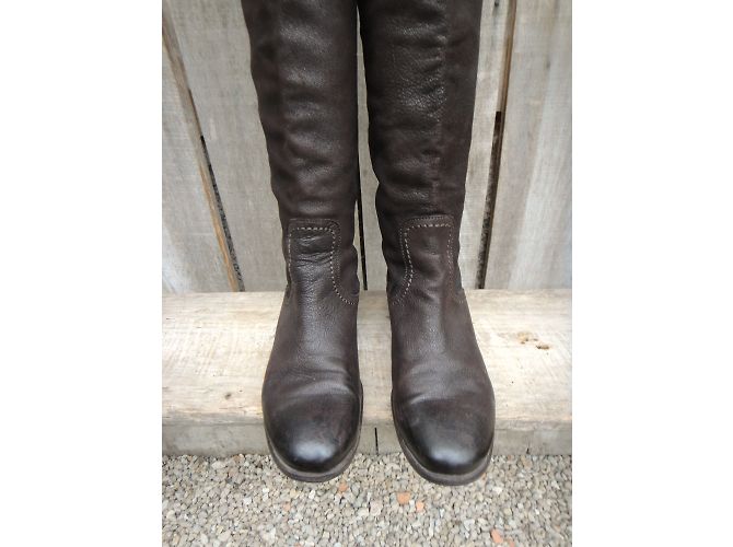 Botas Prada de cuero marrón oscuro - vista 6