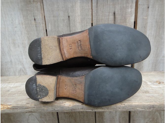 Botas Prada de cuero marrón oscuro - vista 8