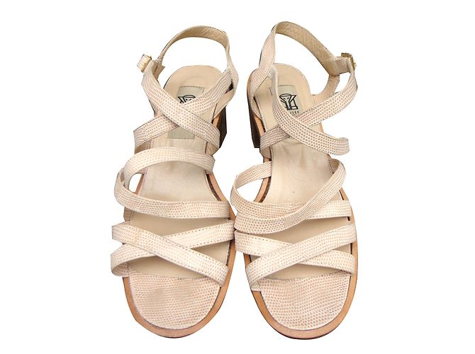 Sandali Colisee De Sacha in pelle beige effetto rettile - vista 2