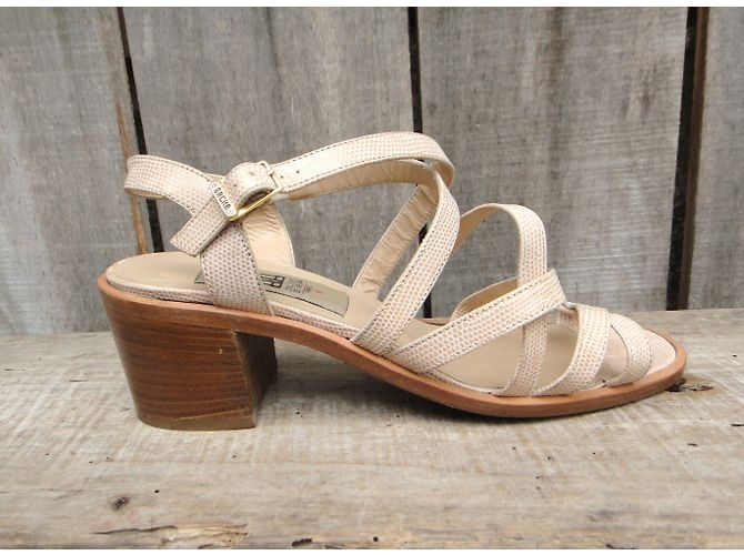 Sandali Colisee De Sacha in pelle beige effetto rettile - vista 5