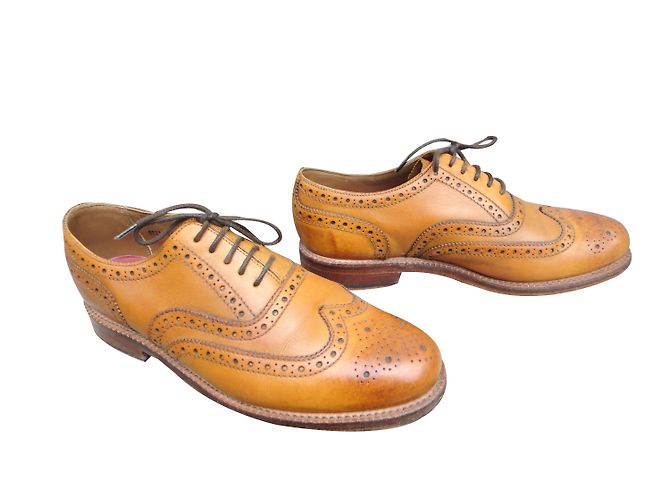 Autre Marque Grenson Albert Brogues in pelle color caramello - vista 2
