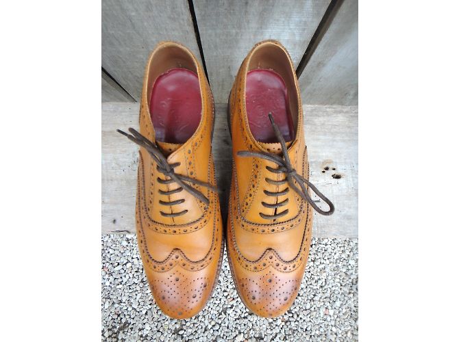 Autre Marque Grenson Albert Brogues in pelle color caramello - vista 4