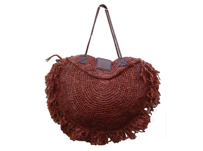 Autre Marque XL Strohtasche mit Fransen Dunkelbraun - Ansicht 2