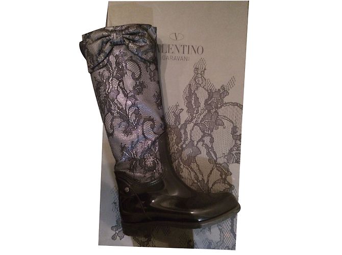 Botas Valentino de encaje de piel de cordero negra Negro - vista 2