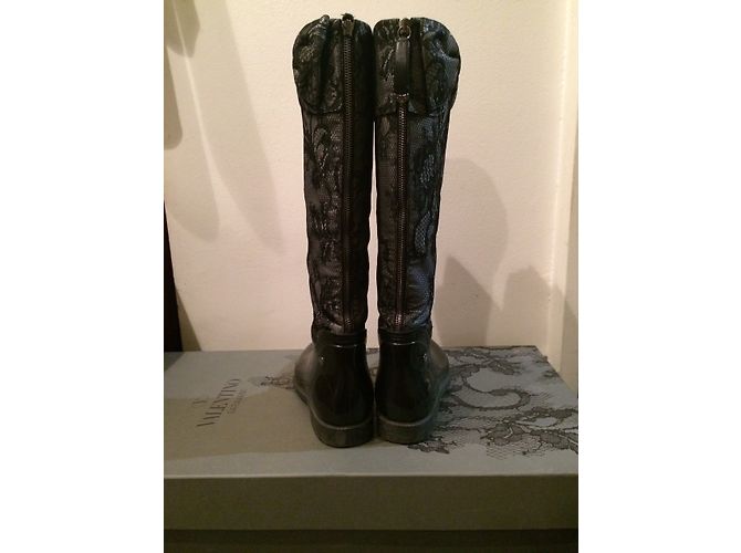 Botas Valentino de encaje de piel de cordero negra Negro - vista 3