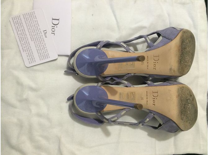 Sandali Christian Dior in Scamosciato Viola Porpora - vista 3
