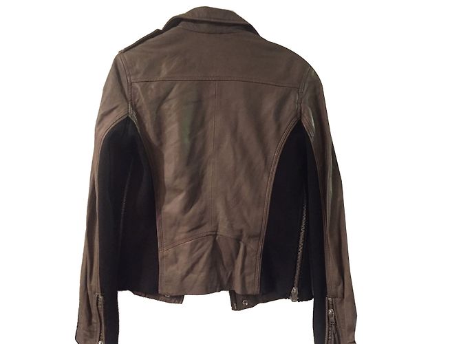Iro Perfecto Bikerjacke Lammleder Taupe - Ansicht 2