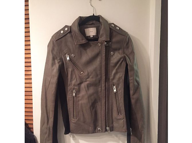 Iro Perfecto Bikerjacke Lammleder Taupe - Ansicht 3