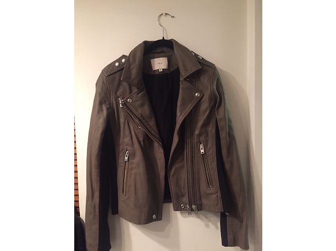 Iro Perfecto Bikerjacke Lammleder Taupe - Ansicht 4