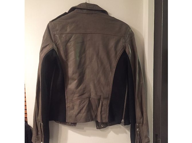 Iro Perfecto Bikerjacke Lammleder Taupe - Ansicht 5
