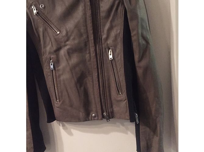 Iro Perfecto Bikerjacke Lammleder Taupe - Ansicht 6