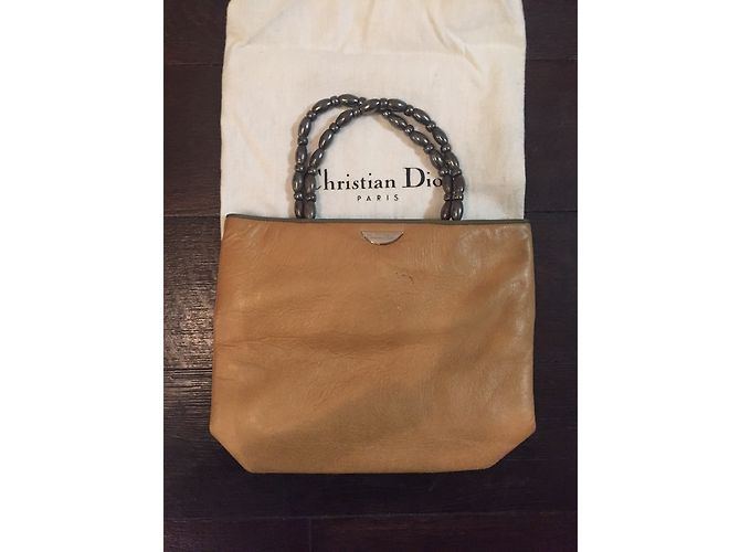 Borsa a mano Christian Dior in pelle beige - vista 3