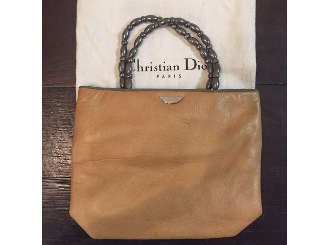 Borsa a mano Christian Dior in pelle beige - vista 4