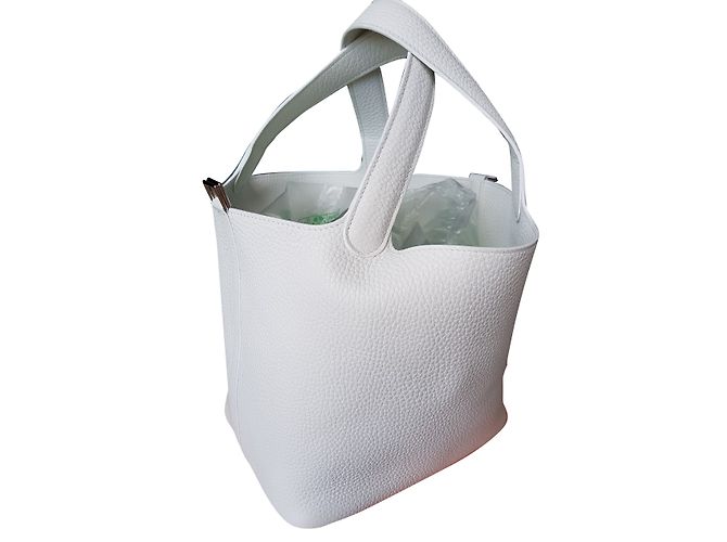 Hermès BLOCCO PICOTIN 22 TAURILLON CLEMENCE BLANC Bianco - vista 2
