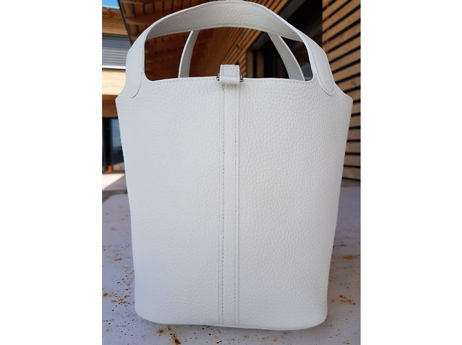 Hermès BLOCCO PICOTIN 22 TAURILLON CLEMENCE BLANC Bianco - vista 3