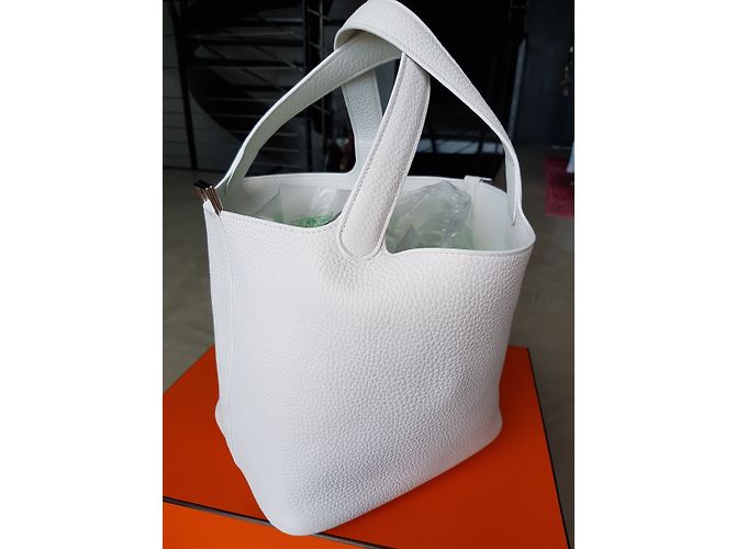 Hermès BLOCCO PICOTIN 22 TAURILLON CLEMENCE BLANC Bianco - vista 4