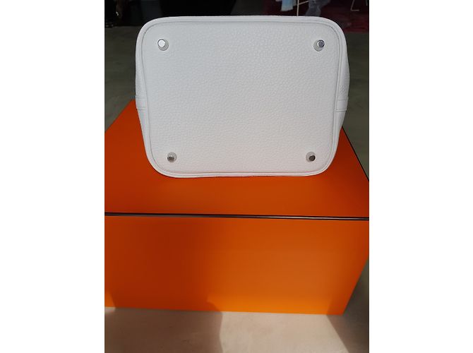 Hermès BLOCCO PICOTIN 22 TAURILLON CLEMENCE BLANC Bianco - vista 5